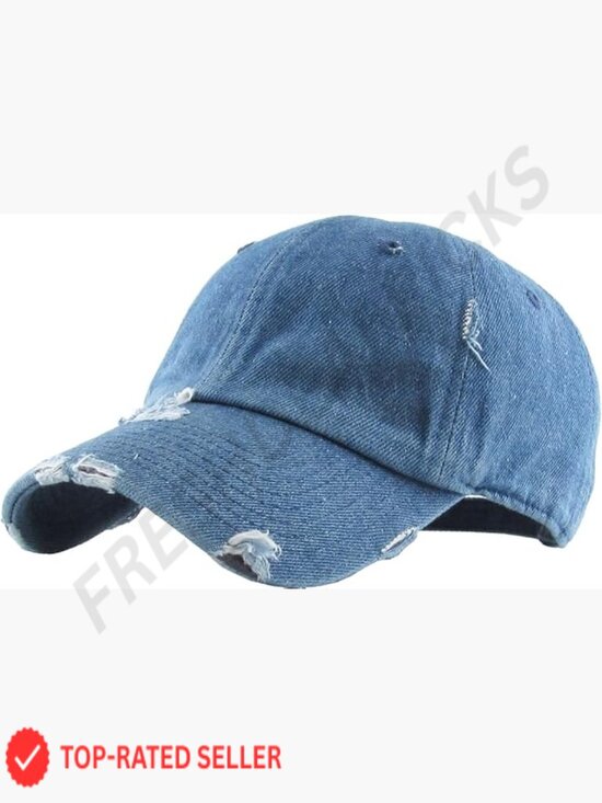 Vintage Washed Distressed Cotton Dad Hat Baseball Cap Adjustable Metal Buckle main image 4